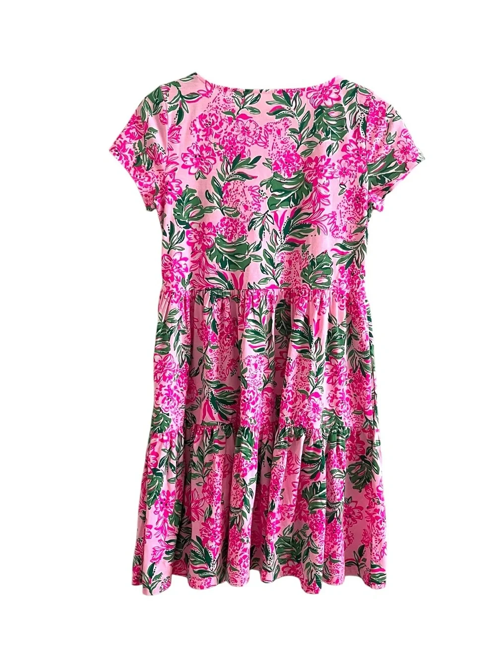 Lilly Pulitzer Pink Geanna Floral Short-Sleeve Tiered mini Dress